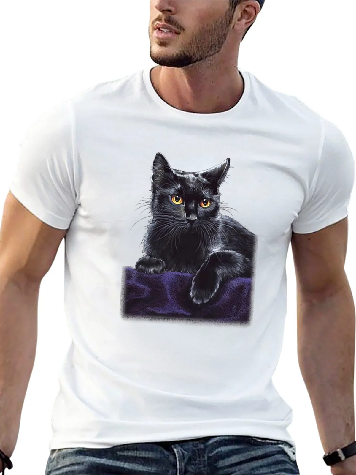 Black Cat Graphic T-Shirt - Soft & Stylish