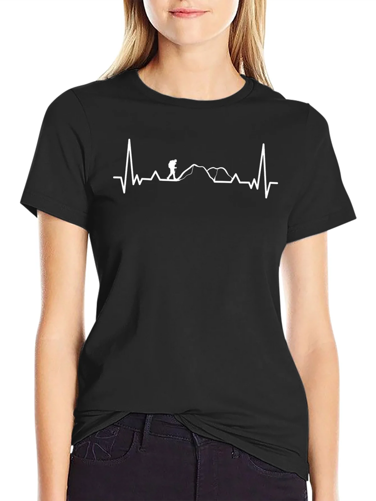 Hiking Heartbeat Graphic Tee - Black T-Shirt