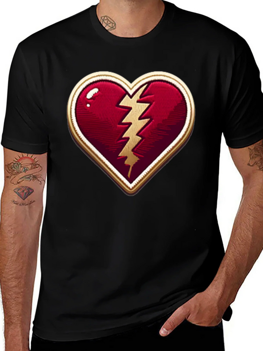 Broken Heart Lightning Bolt Graphic Tee - Stylish Comfort
