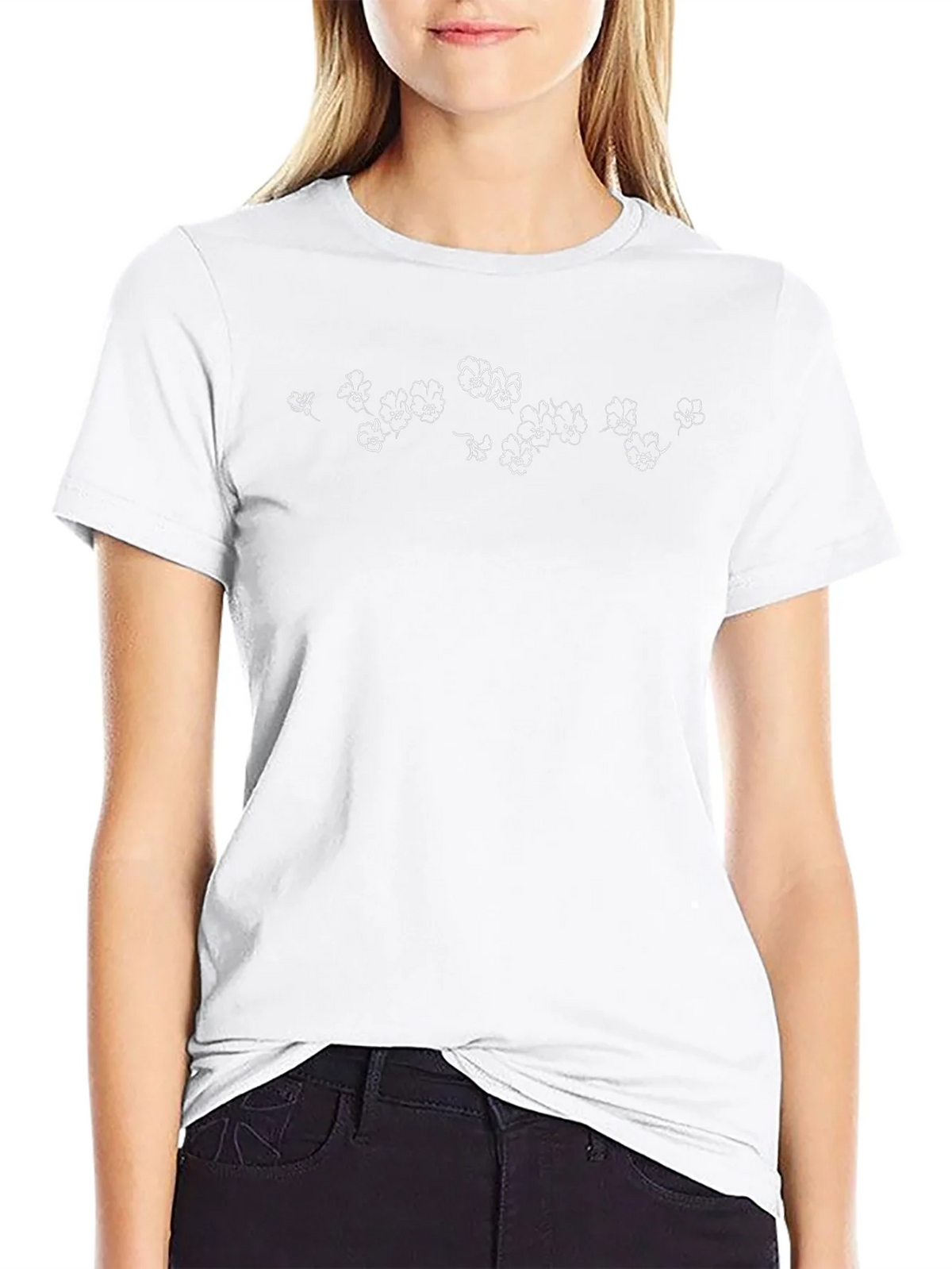 Black Floral Print T-Shirt - Casual Wear