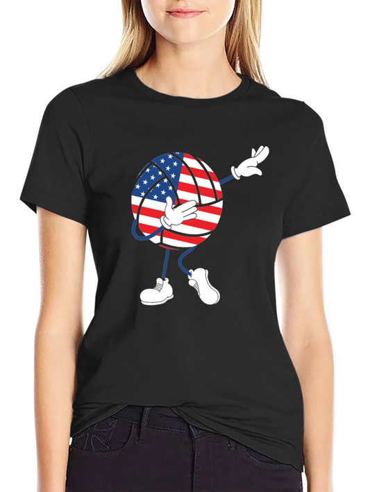 USA Flag Volleyball Dab T-Shirt