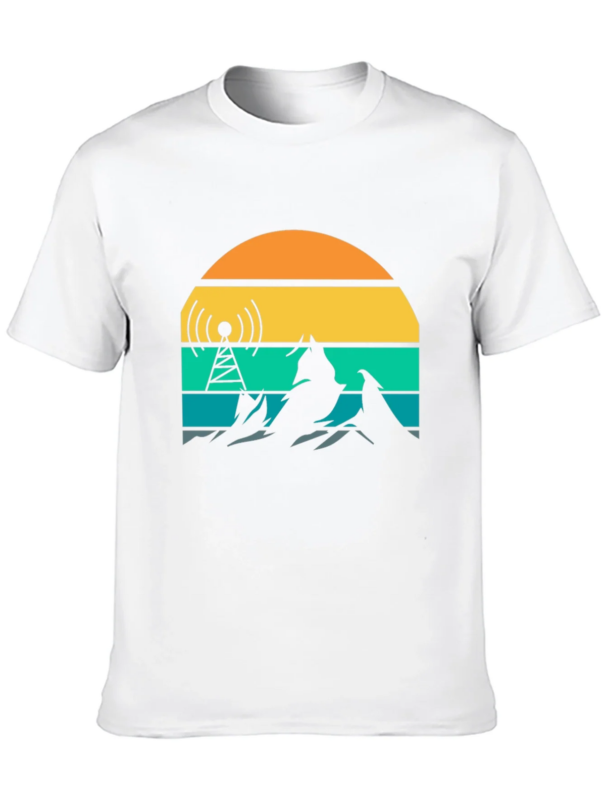 Retro Sunset Mountain Radio Tower T-Shirt