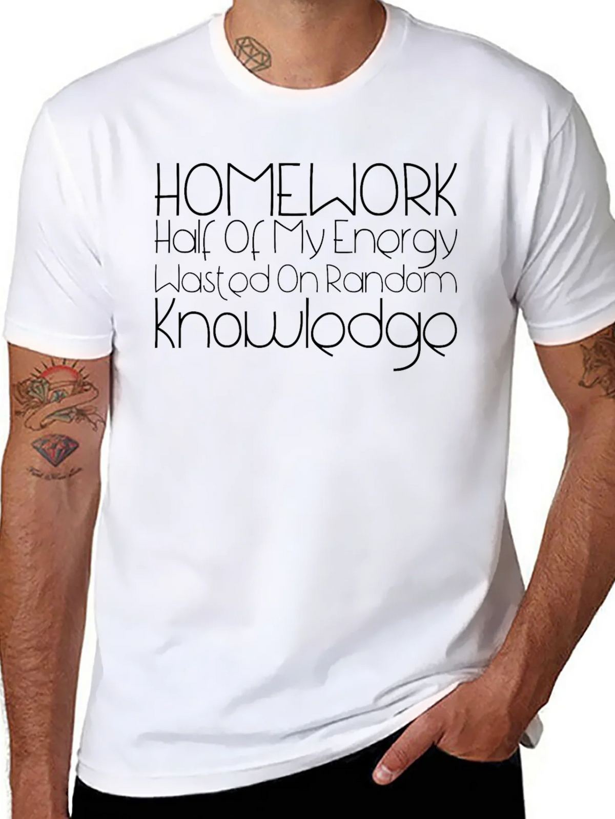 Homework Energy Random Knowledge Mens Black Tee