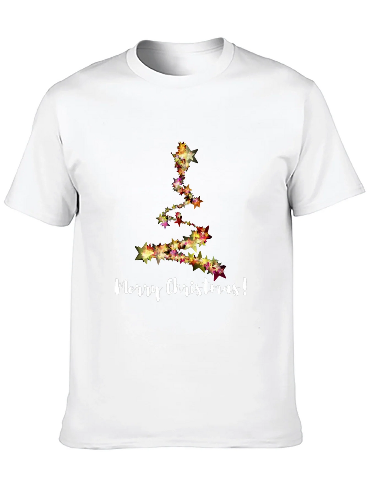 Merry Christmas Star Tree Black T-Shirt