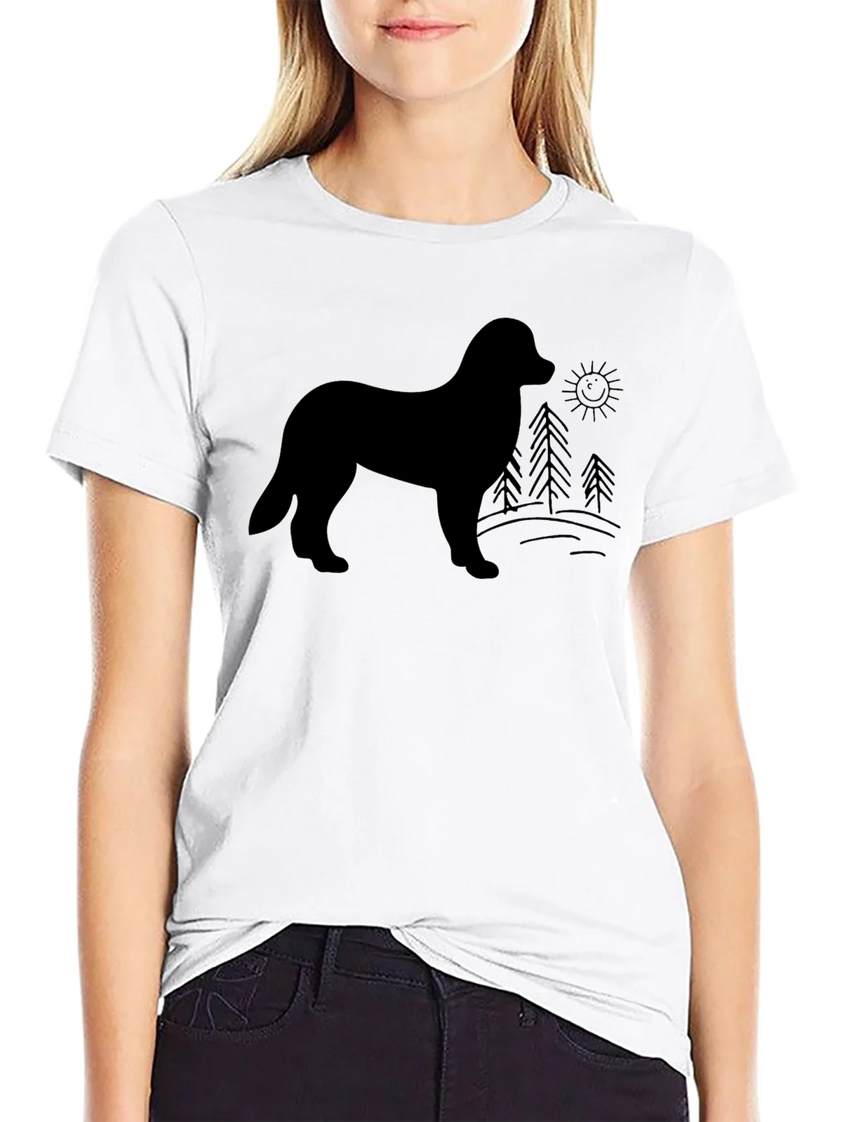 Dog Silhouette Graphic Tee - Unisex Black T-Shirt