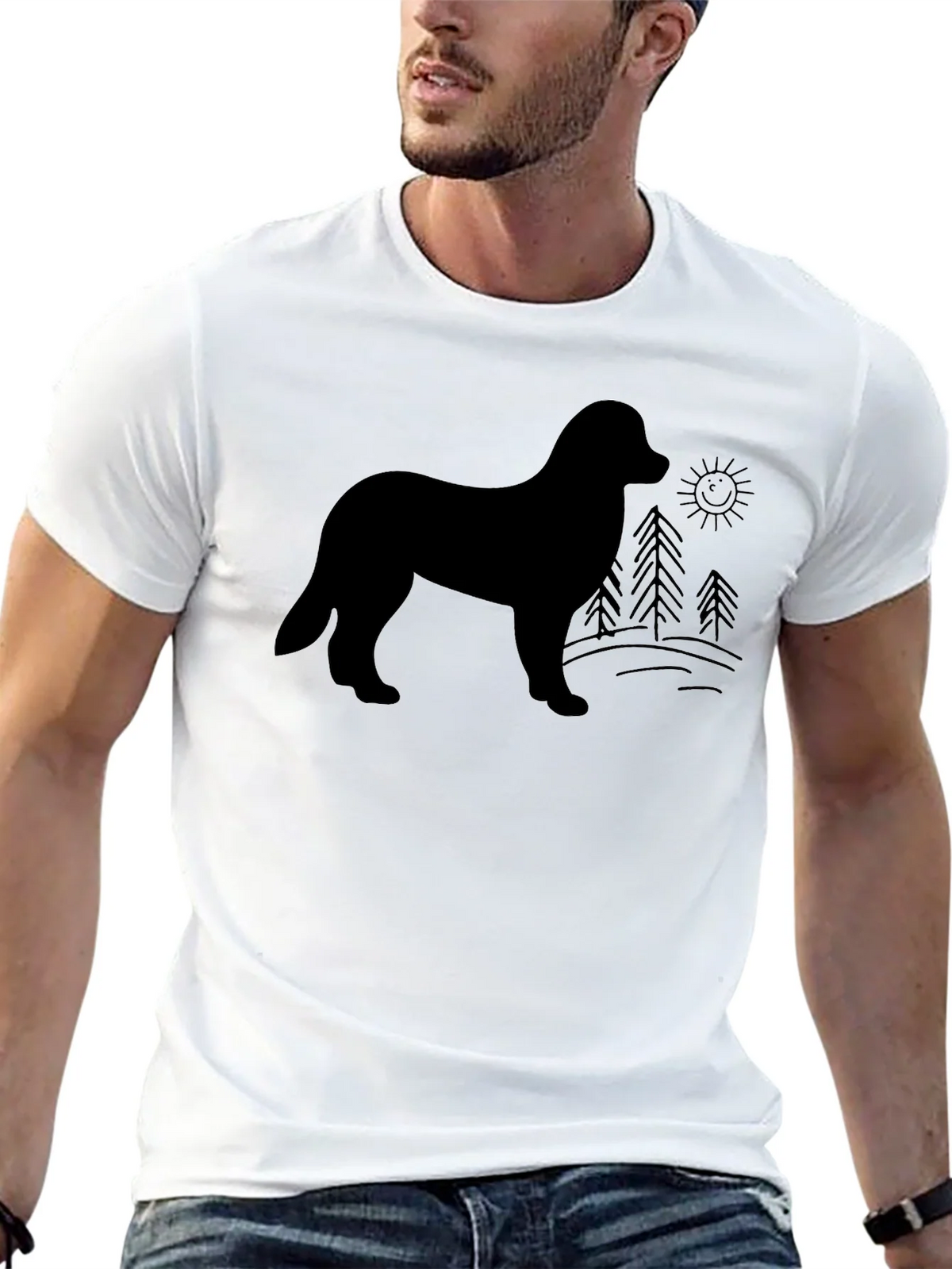 Dog Silhouette Graphic Tee - Unisex Black T-Shirt