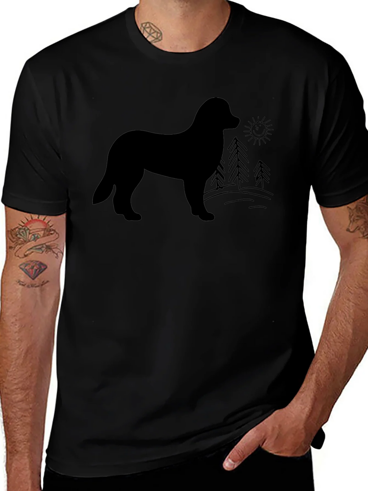 Dog Silhouette Graphic Tee - Unisex Black T-Shirt