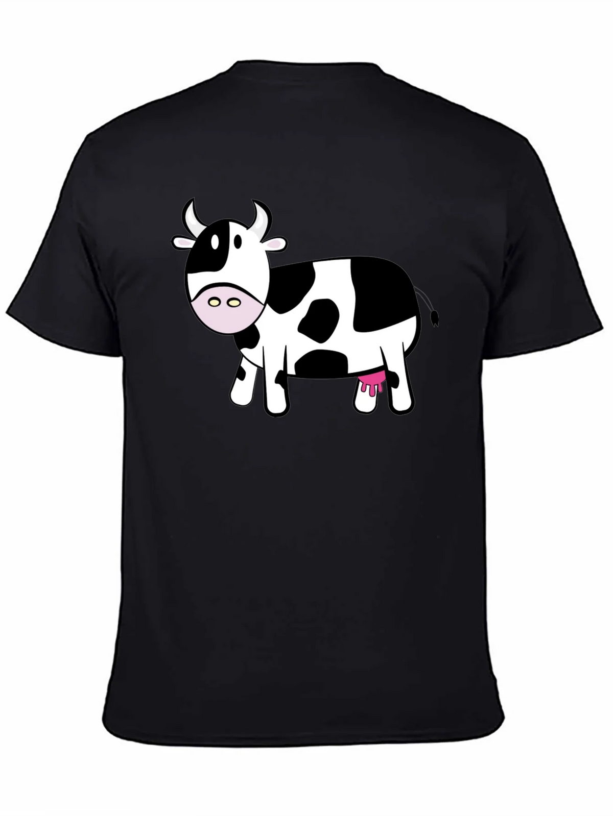 Cute Cow Graphic Tee - Black Cotton T-Shirt