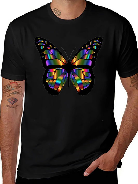 Rainbow Butterfly Graphic Black T-Shirt