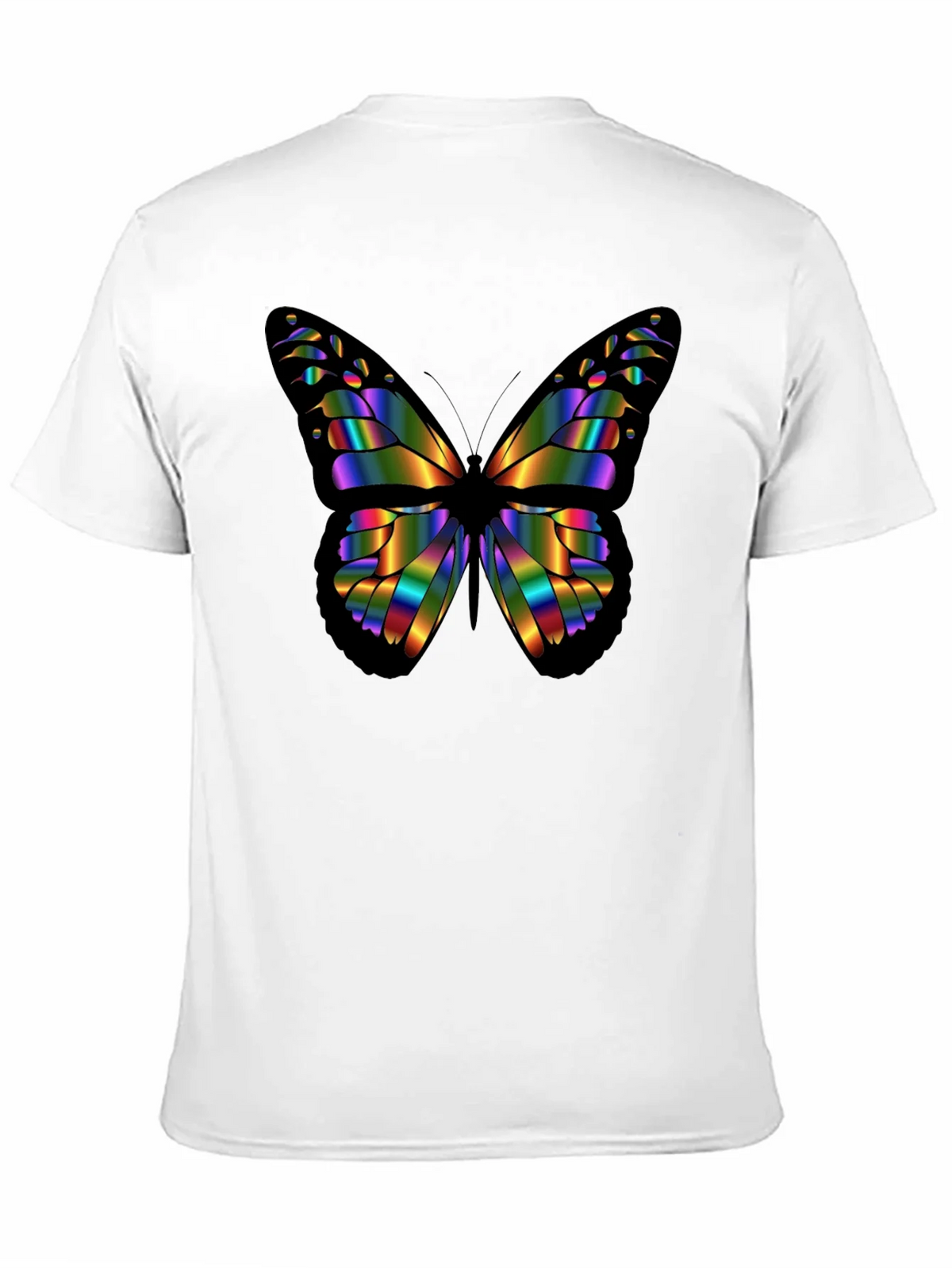 Rainbow Butterfly Graphic Black T-Shirt